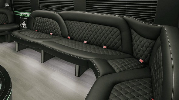 Interior of Beverly Party Bus Company's 14 Passenger Sprinter Limousine in Beverly