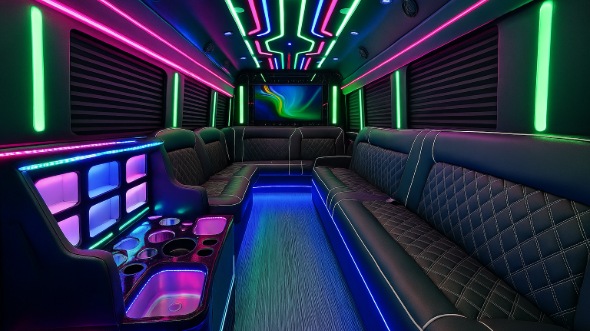 Interior of Arlington Party Bus Company's 20 Passenger Party Bus in Arlington