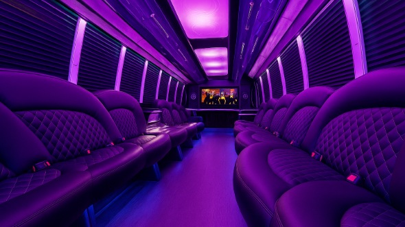 Interior of Boston Party Bus Company's 25 Passenger Party Bus in Boston