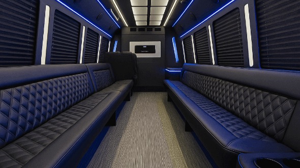 Interior of Chelmsford Party Bus Company's 25 Passenger Party Bus in Chelmsford
