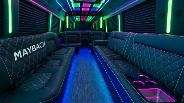 Interior of Worcester Party Bus Company's 25 Passenger Party Bus in Worcester