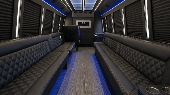 Interior of Tewksbury Party Bus Company's 28 Passenger Party Bus in Tewksbury