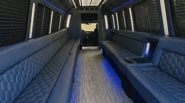 Interior of Woburn Party Bus Company's 28 Passenger Party Bus in Woburn