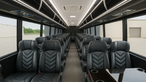 Interior of Massachusetts Party Bus Company's 35 Passenger Minibus in Massachusetts