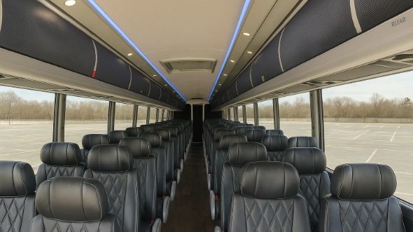 Interior of Massachusetts Party Bus Company's 40 Passenger Charter Bus in Massachusetts