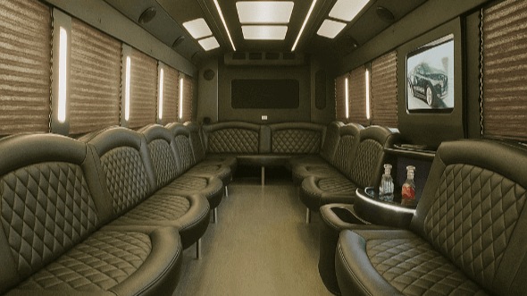 Interior of Malden Party Bus Company's 40 Passenger Party Bus in Malden