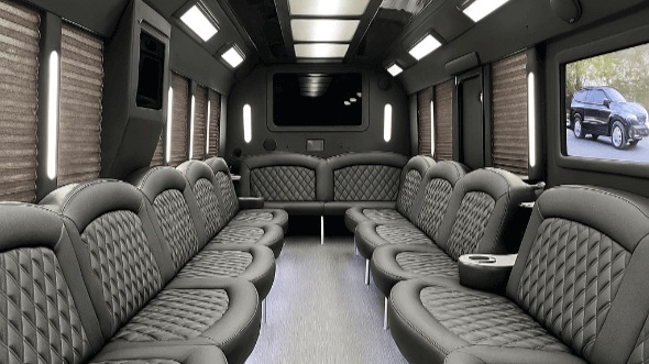 Interior of Northampton Party Bus Company's 40 Passenger Party Bus in Northampton