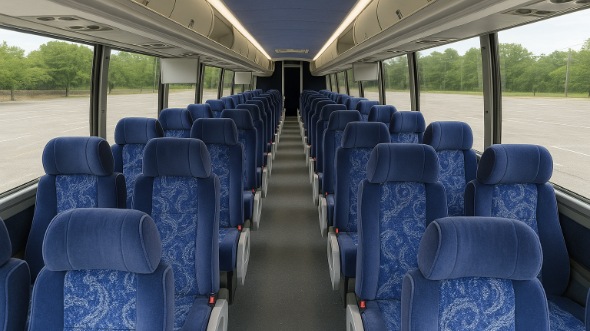 Interior of Massachusetts Party Bus Company's 45 Passenger Charter Bus in Massachusetts