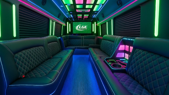 Interior of Chelsea Party Bus Company's 50 Passenger Party Bus in Chelsea