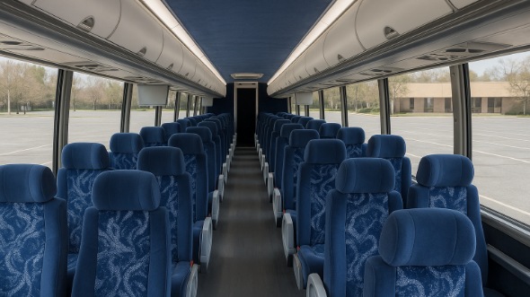 Interior of Massachusetts Party Bus Company's 55 Passenger Charter Bus in Massachusetts